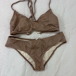 Brown Snake Print Bikini Set